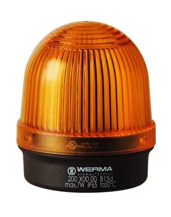 Produktfoto 1 von Werma 200 Blinken Dauerbetrieb Signalleuchte 230V Gelb Basis, Ø 46 mm x 66 mm IP65