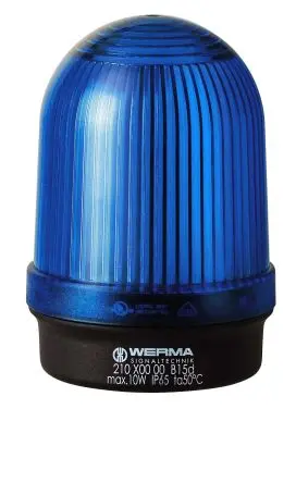 Produktfoto 1 von Werma 210 BA15d Dauerbetrieb Signalleuchte 230V Blau Basis, Ø 57 mm x 81 mm IP65