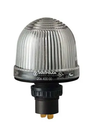 Produktfoto 1 von Werma 206 Blinken Dauerbetrieb Signalleuchte 48V Klar Eingebaut, Ø 57 mm x 87 mm IP65