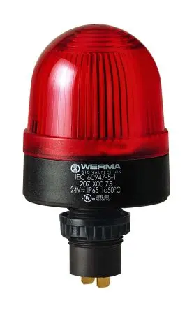 Produktfoto 1 von Werma 207 LED Dauerbetrieb Signalleuchte 115V Rot Eingebaut, Ø 58 mm x 103 mm IP65