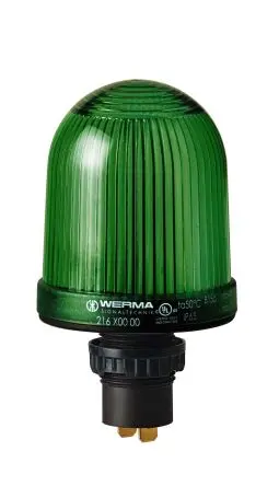 Produktfoto 1 von Werma 216 Blinken Dauerbetrieb Signalleuchte 48V Grün Eingebaut, Ø 57 mm x 103 mm IP65