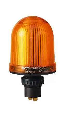 Produktfoto 1 von Werma 216 Blinken Dauerbetrieb Signalleuchte 48V Gelb Eingebaut, Ø 57 mm x 103 mm IP65