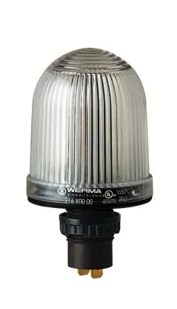 Produktfoto 1 von Werma 216 Blinken Dauerbetrieb Signalleuchte 48V Klar Eingebaut, Ø 57 mm x 103 mm IP65