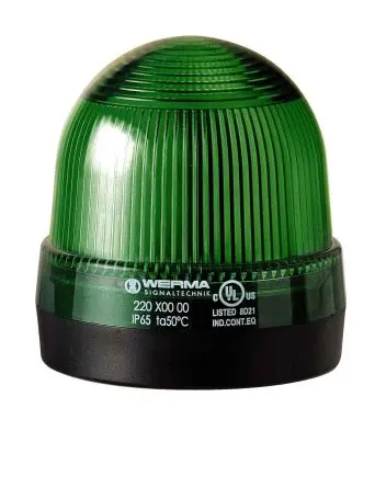 Werma 220 Blinken Dauerbetrieb Signalleuchte 230V Grün Basis, Ø 75 mm x 79 mm IP65