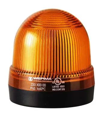 Werma 220 Blinken Dauerbetrieb Signalleuchte 230V Gelb Basis, Ø 75 mm x 79 mm IP65