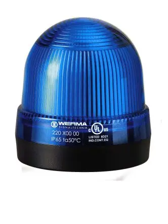 Produktfoto 1 von Werma 220 Blinken Dauerbetrieb Signalleuchte 230V Blau Basis, Ø 75 mm x 79 mm IP65