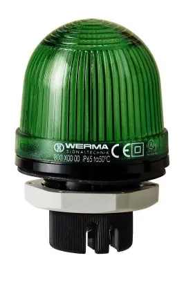 Produktfoto 1 von Werma 801 LED Dauerbetrieb Signalleuchte 115V Grün Eingebaut, Ø 57 mm x 85 mm IP65