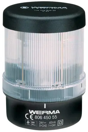 Produktfoto 1 von Werma 806 LED Dauerbetrieb Signalleuchte 24V Klar Basis, Wand, Ø 75 mm x 97 mm IP65