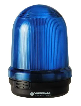 Produktfoto 1 von Werma 826 Blinken Dauerbetrieb Signalleuchte 230V Blau Basis, Ø 98 mm x 137 mm IP65