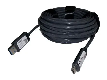 Produktfoto 1 von Molex Stecker 106413 IC-Buchse USB-Kabel, USB Typ A Stecker / USB Typ C, 10 m USB 3.1