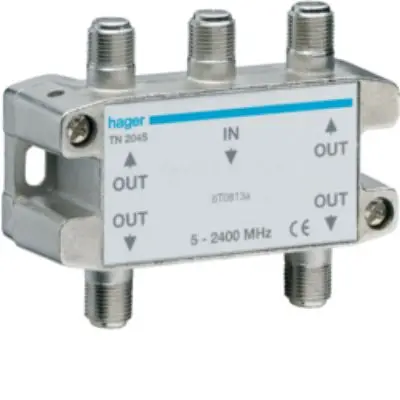 Produktfoto 1 von Hager HF-Splitter Koaxial, Anz.Stecker 1, 2400 MHz