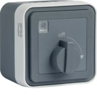 Produktfoto 1 von Hager Aus-Ein cubyko Steuerstation-Schalter Grau Polypropylen, IP55 Polypropylen Grau