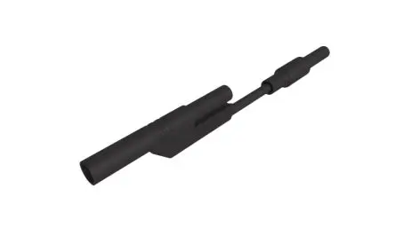 Produktfoto 1 von Hirschmann Test & Measurement Messleitung für 4mm Prüfspitzen 32A Stecker, Schwarz Polyvinylchlorid-isoliert 80 mm, 300V