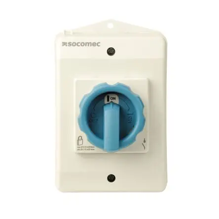 Produktfoto 1 von Socomec Trennschalter 3-polig DIN-Hutschiene, Schnellanschluss, Wand 1600A, 20 A 23 kW Blau, Grau IP65