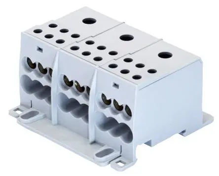 Produktfoto 1 von Socomec Verteilerblock 4-polig / 690V 125A, Messing Weiß, IP20