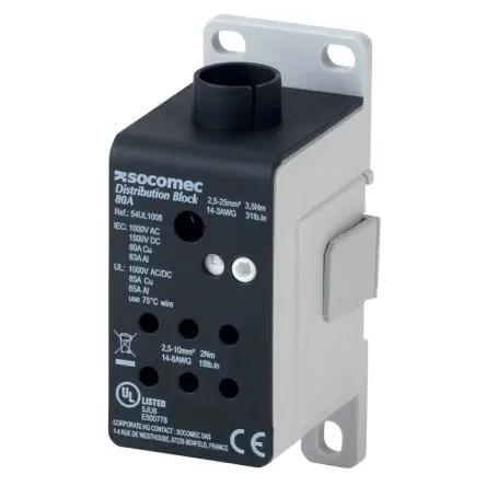 Produktfoto 1 von Socomec Verteilerblock 1-polig / 1000V, Aluminium Klar, IP20