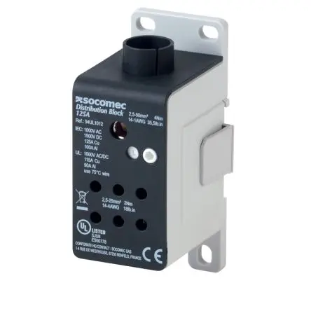 Produktfoto 1 von Socomec Verteilerblock 1-polig / 1000V, Aluminium Klar, IP20
