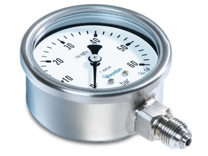 Bourdon Druckmessgerät Prozessanschluss unten Analog 0bar → 4bar, Ø 63mm G1/4