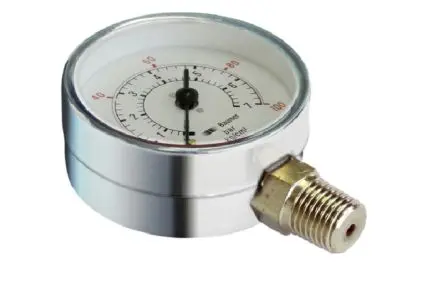 Produktfoto 1 von Bourdon 1/4 Zoll NPT MTR Manometer 50 mm 0 bar → 11 bar 1.6 %FS Edelstahl Gehäuse 1/4 in NPT