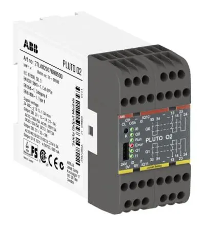 Produktfoto 1 von ABB Pluto Sicherheitssteuerung 4 Eingänge / 2 Ausgänge 24V dc Kat. PLe