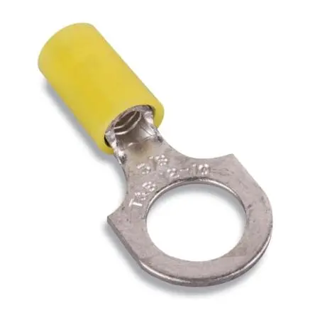 Produktfoto 1 von Thomas & Betts RC10-38 Ringkabelschuh, Isoliert 10 AWG, Nylon, Gelb, 12 AWG max.AWG, innen ø 0.125 Zoll, 3/8 in