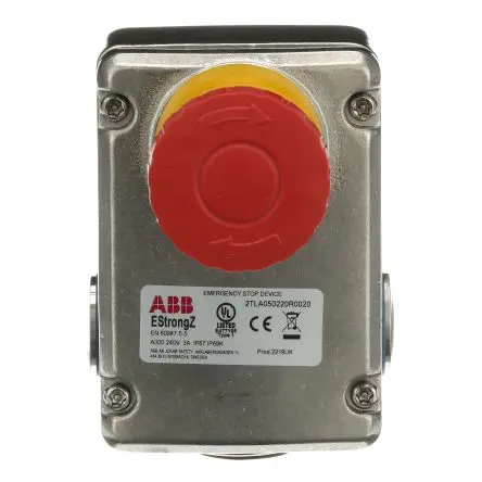 Produktfoto 1 von ABB EstrongZ Not-Aus-Drucktaster, Schraubanschlussklemme, 2 Schließer/2 Öffner, Rot IP69K, IP40, x 94 mm