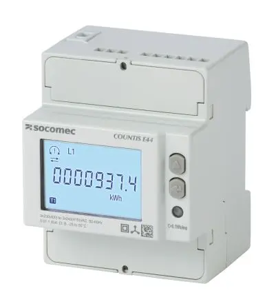 Produktfoto 1 von Socomec COUNTIS E4x Energiemessgerät LCD 8-stellig 90 mm x 72 mm Energiemessgerät, 8-stellig / 3-phasig 3 Ausg.