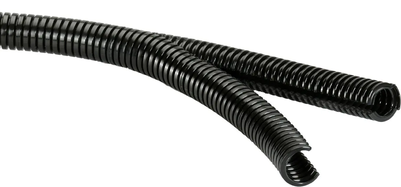 Produktfoto 1 von Flexicon FPA Leerrohr Nylon 6, Ø 11mm nom., Parallel gewölbt, Schwarz A ø 11.5mm x 50m
