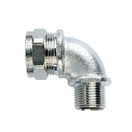 Produktfoto 1 von Flexicon FSU Galvanisierter Stahl Kabelrohr Fitting Winkelstück M16 12 mm Grau Nickel-Finish IP65
