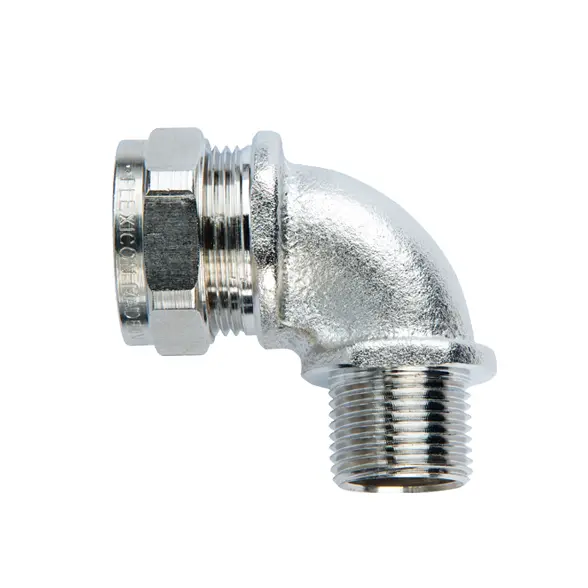 Produktfoto 1 von Flexicon FSU Galvanisierter Stahl Kabelrohr Fitting Winkelstück M16 16 mm Grau Nickel-Finish IP65