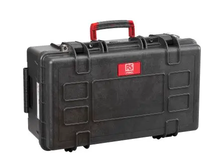Produktfoto 1 von RS PRO Wasserbeständig Polypropylen Kunststoff, Polymer Wasserdicht Wasserdichter Koffer Schwarz mit Rädern 225 mm 350