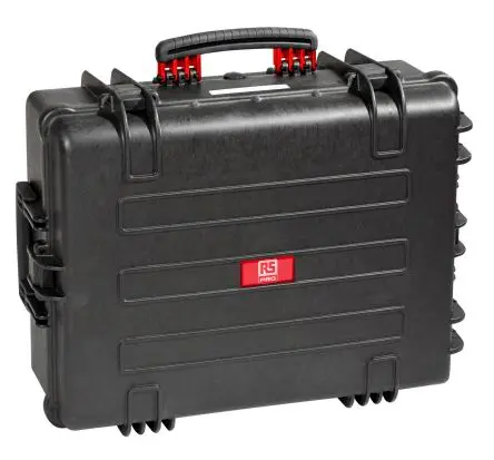 Produktfoto 1 von RS PRO Wasserbeständig Polypropylen Kunststoff, Polymer Wasserdicht Wasserdichter Koffer Schwarz 245 mm 510 mm 650 mm