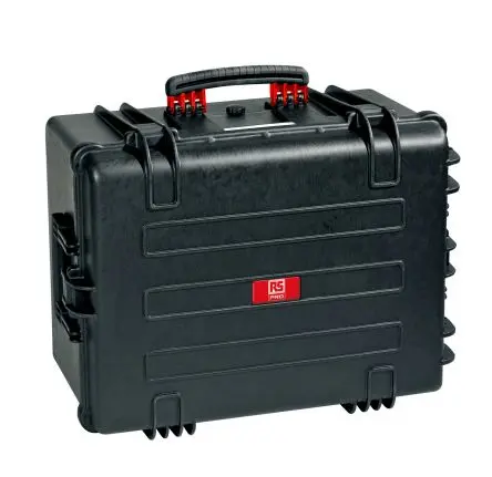 Produktfoto 1 von RS PRO Wasserbeständig Polypropylen Polymer, Kunststoff Wasserdicht Wasserdichter Koffer Schwarz mit Rädern 262 mm 510