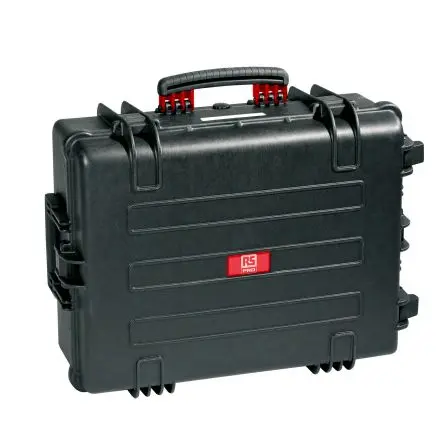 Produktfoto 1 von RS PRO Wasserbeständig Polypropylen Kunststoff, Polymer Wasserdicht Wasserdichter Koffer Schwarz mit Rädern 372 mm 510