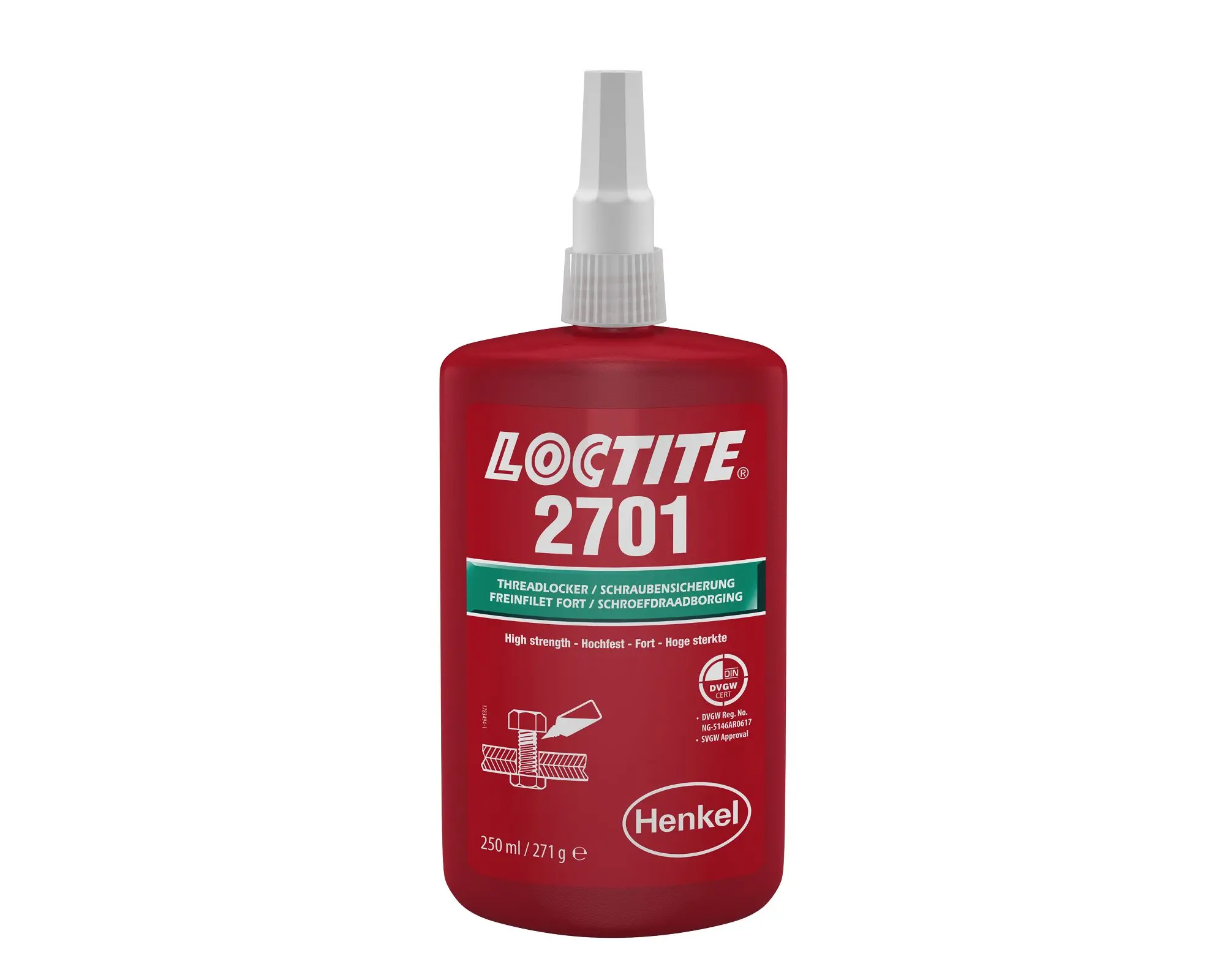 Produktfoto 1 von Loctite 2701 Schraubensicherung Grün 250 ml, Hochfest aushärtend in 4 →25 min