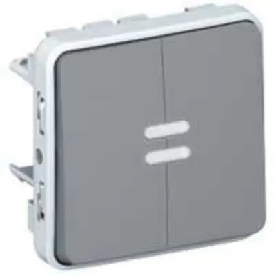 Produktfoto 1 von Legrand Plexo Quadratischer Drucktastenbetätiger Lichtschalter, 1-polig, 1 Wege Grau IP55 10 A, Kunststoff