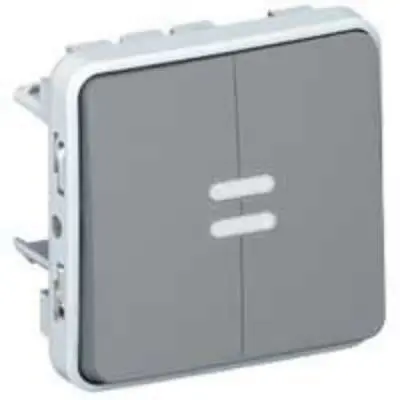 Produktfoto 1 von Legrand Plexo Quadratischer Drucktastenbetätiger Lichtschalter, 1-polig, 1 Wege Grau IP55 10A, Kunststoff