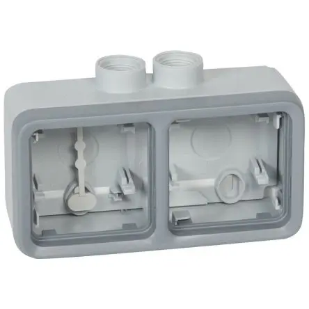 Legrand Plexo Einbaubox Grau, 2-fach, Thermoplast IP55 Oberfläche, Grau