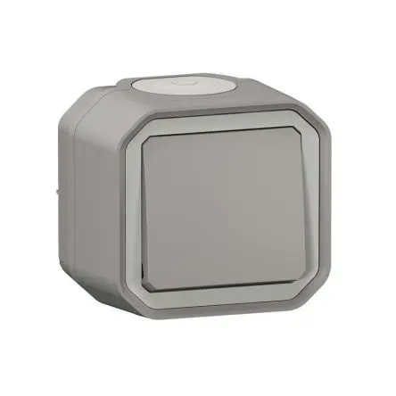 Produktfoto 1 von Legrand Quadratischer Drucktastenbetätiger Lichtschalter, 1-polig, 1 Wege Grau IP55 10A, Unterstützung: Polypropylen