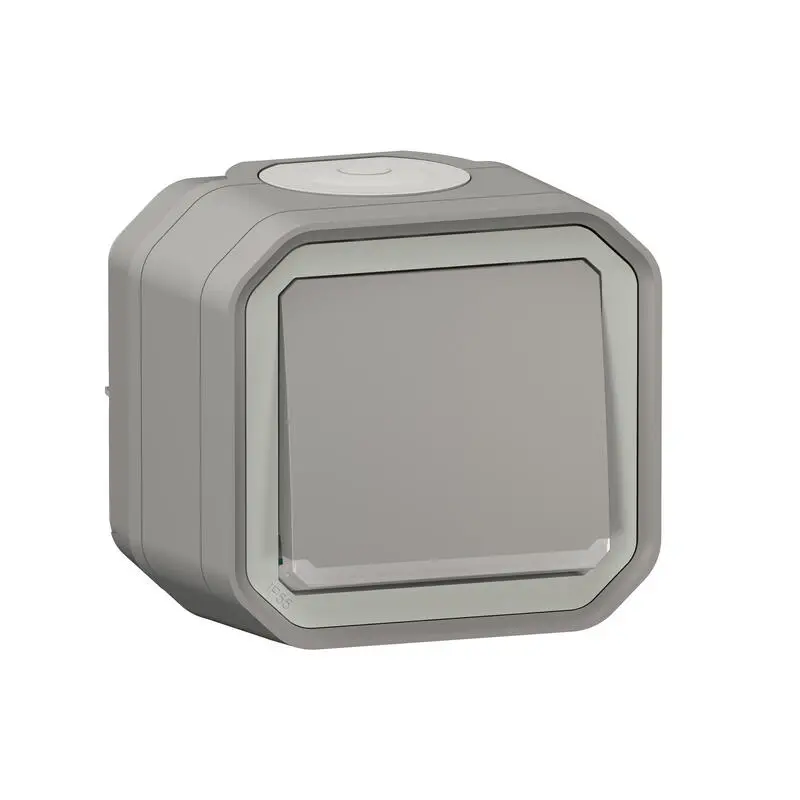 Legrand Quadratischer Drucktastenbetätiger Lichtschalter, 1-polig, 1 Wege Grau IP55 10 A, Kipphebel: ABS, Unterstützung: