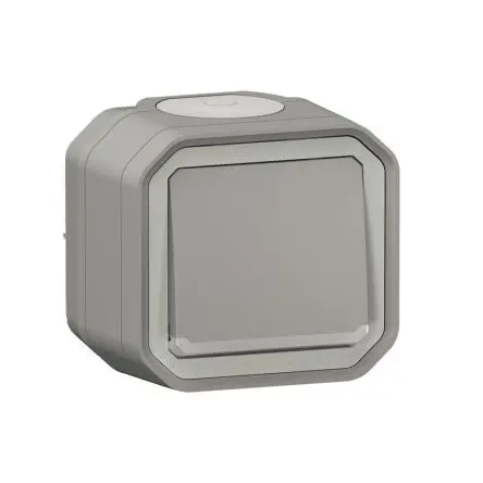 Produktfoto 1 von Legrand Quadratischer Drucktastenbetätiger Lichtschalter, 1-polig, 1 Wege Grau IP55 10A, Kipphebel: ABS, Unterstützung: