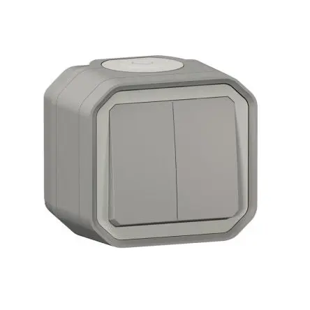 Produktfoto 1 von Legrand Quadratischer Drucktastenbetätiger Lichtschalter, 1-polig, 1 Wege Grau IP55 10A, Rahmenklemme, Unterstützung: