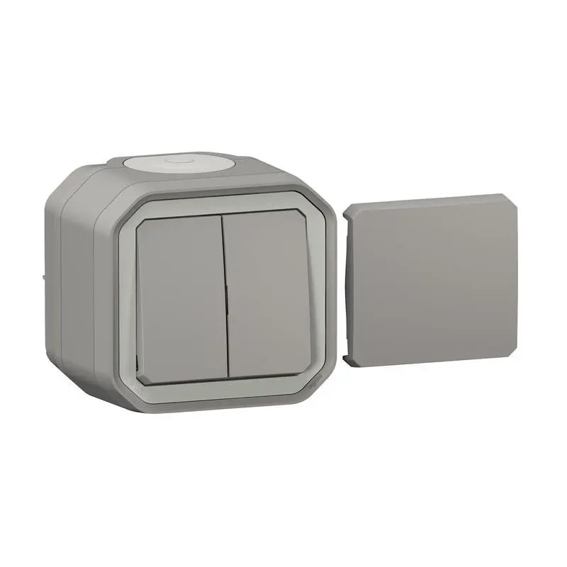 Legrand Quadratischer Drucktastenbetätiger Lichtschalter, 1-polig, 1 Wege Grau IP55 10 A, Kunststoff