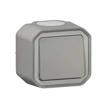 Produktfoto 1 von Legrand Quadratischer Drucktastenbetätiger Lichtschalter, 1-polig, 1 Wege Grau IP55 10A, Kipphebel: ABS, Rahmenklemme,
