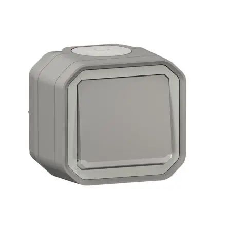 Produktfoto 1 von Legrand Quadratischer Drucktastenbetätiger Lichtschalter, 1-polig, 1 Wege Grau IP55 10A, Mechanismus: Polycarbonat,