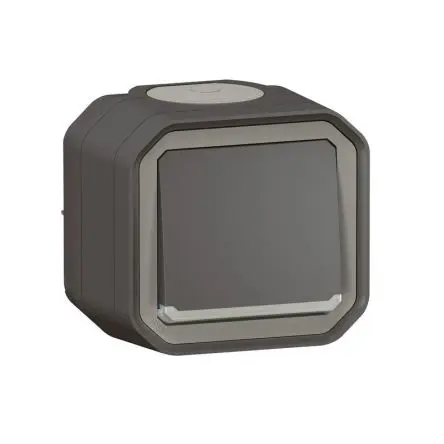 Produktfoto 1 von Legrand Quadratischer Drucktastenbetätiger Lichtschalter, 1-polig, 1 Wege Grau IP55 10A, Kunststoff