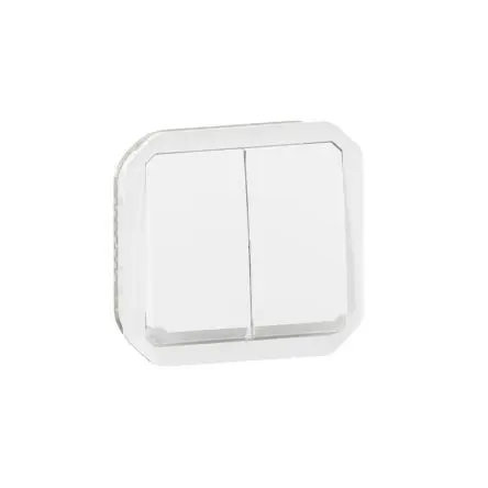 Produktfoto 1 von Legrand Doppel-2-Wege- oder Doppel-Drucktaster, Drucktaster Lichtschalter, 1-polig, 1 Wege Weiß IP55 10A, Kunststoff