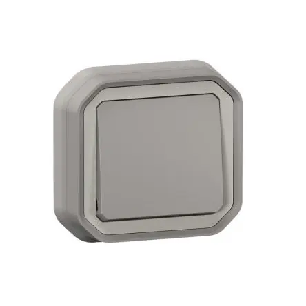 Produktfoto 1 von Legrand Quadratischer Drucktastenbetätiger Lichtschalter, 1-polig, 1 Wege Grau IP55 10A, Kipphebel: ABS, Unterstützung: