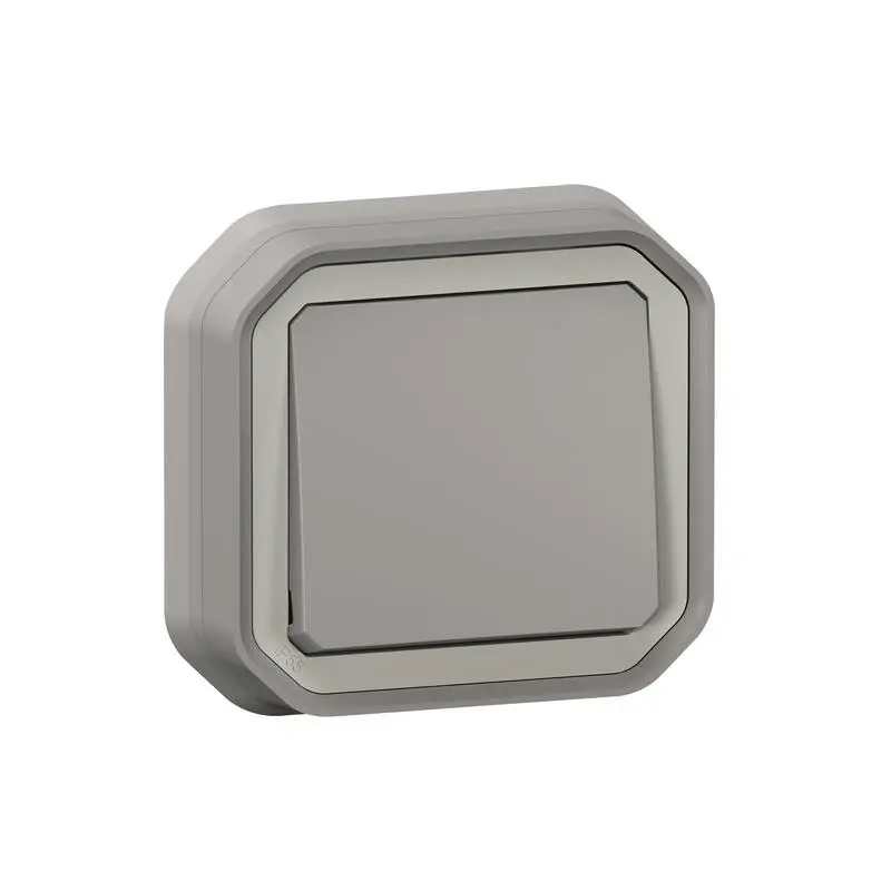 Produktfoto 1 von Legrand Quadratischer Drucktastenbetätiger Lichtschalter, 1-polig, 1 Wege Grau IP55 10 A, Kunststoff