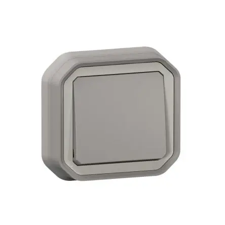 Produktfoto 1 von Legrand Quadratischer Drucktastenbetätiger Lichtschalter, 1-polig, 1 Wege Grau IP55 10A, Kunststoff